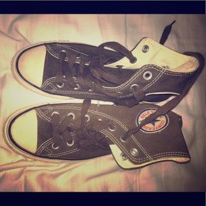 Dark brown high top Converse